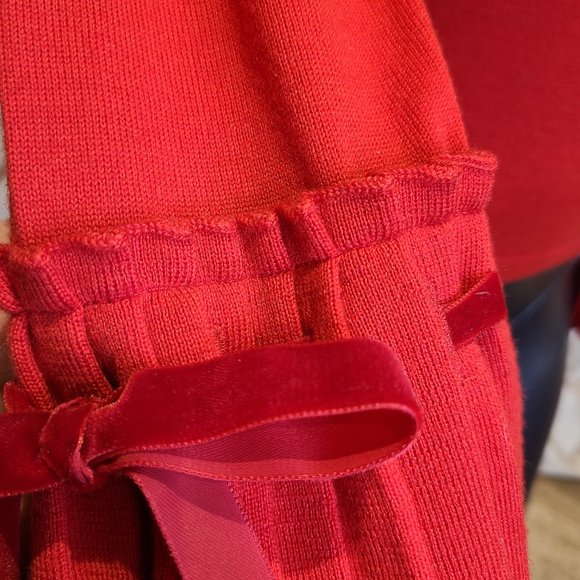 VALENTINO GARAVANI STUNNING BRIGHT RED SWEATER WITH BELL PLEATED SLEEVES - Picture 5 of 16